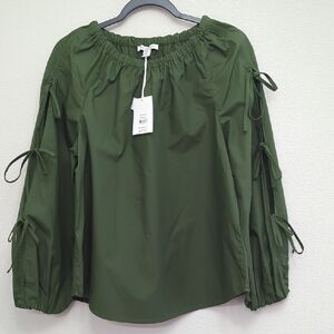 Free Assembly Blouse Women's Green Off-Shoulder Top XS 0/2